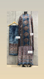 Load image into Gallery viewer, Velvet handblock ajrakh designer style top and bottom with sleeves MF0067