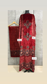 Load image into Gallery viewer, Velvet handblock ajrakh designer style top and bottom with sleeves MF0067