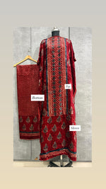 Load image into Gallery viewer, Velvet handblock ajrakh designer style top and bottom with sleeves MF0067