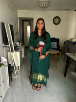 Load image into Gallery viewer, MEHZILL IN HOUSE PRODUCT PLAIN MODAL SILK KAFTAN WITH TISSUE PALLU AND LACE