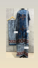 Load image into Gallery viewer, Velvet handblock ajrakh designer style top and bottom with sleeves MF0067