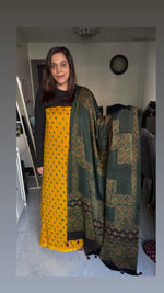 Load image into Gallery viewer, Natural Dye Ajrakh Handblock Printed Modaal silk 2 Piece suit MF0077