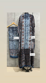 Load image into Gallery viewer, Velvet handblock ajrakh designer style top and bottom with sleeves MF0067