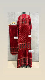Load image into Gallery viewer, Velvet handblock ajrakh designer style top and bottom with sleeves MF0067