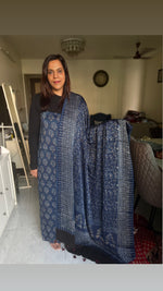 Load image into Gallery viewer, Natural Dye Ajrakh Handblock Printed Modaal silk 2 Piece suit MF0077