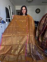 Load image into Gallery viewer, Pure tissue linen handwoven jamdani top and dupatta