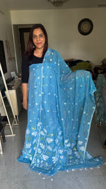 Load image into Gallery viewer, Muslin cotton handwoven jamdani top and dupatta 2 piece set