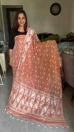 Load image into Gallery viewer, Muslin cotton handwoven jamdani top and dupatta 2 piece set