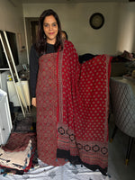 Load image into Gallery viewer, Pure georgette handblock ajrakh top and dupatta 2 piece set