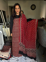 Load image into Gallery viewer, Pure georgette handblock ajrakh top and dupatta 2 piece set