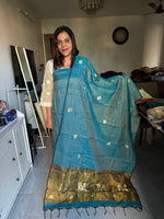 Load image into Gallery viewer, Pure tissue linen handwoven jamdani top and dupatta