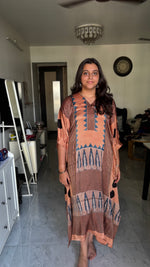 Load image into Gallery viewer, Modal silk ajrakh kaftan top