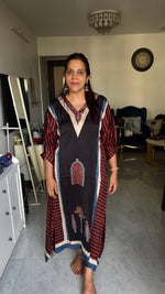 Load image into Gallery viewer, Modal silk ajrakh kaftan top