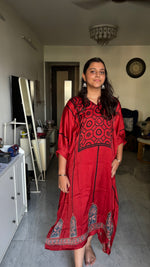 Load image into Gallery viewer, Modal silk ajrakh kaftan top