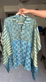 Load image into Gallery viewer, Vanaspathi handblocked modal silk kaftan shirt
