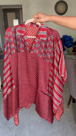 Load image into Gallery viewer, Vanaspathi handblocked modal silk kaftan shirt