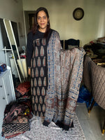 Load image into Gallery viewer, Natural Dyes ajrakh Handblock Printed Modaal silk 2 Piece with unique Design suit MF0082