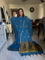 Load image into Gallery viewer, Pure linen handwoven jamdani top and dupatta with zari 2 piece set