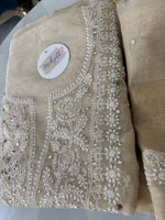 Load image into Gallery viewer, Beautiful soft khadi chanderi lucknowi chikankari Shirt n dupatta