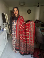 Load image into Gallery viewer, Natural Dye Ajrakh Handblock Printed Modaal silk 2 Piece suit MF0077
