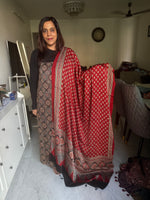 Load image into Gallery viewer, Natural Dye Ajrakh Handblock Printed Modaal silk 2 Piece suit MF0077