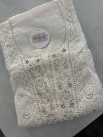 Load image into Gallery viewer, Beautiful soft Chanderi shirt and dupatta with lucknowi chikankari work and mukesh work
