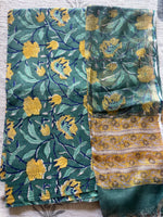 Load image into Gallery viewer, 5 m handblock cotton fabric with Kota doria dupatta