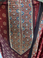 Load image into Gallery viewer, SITAARA Eid Edit 2026 Handworked Natural dye modal silk handblocked ajrakh 3 m top and dupatta 2 piece set