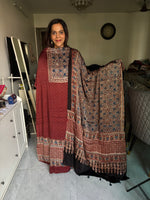Load image into Gallery viewer, SITAARA Eid Edit 2026 Handworked Natural dye modal silk handblocked ajrakh 3 m top and dupatta 2 piece set