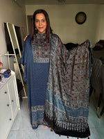 Load image into Gallery viewer, SITAARA Eid Edit 2026 Handworked Natural dye modal silk handblocked ajrakh 3 m top and dupatta 2 piece set