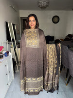 Load image into Gallery viewer, SITAARA Eid Edit 2026 Handworked Natural dye modal silk handblocked ajrakh 3 m top and dupatta 2 piece set