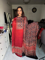 Load image into Gallery viewer, SITAARA Eid Edit 2026 Handworked Natural dye modal silk handblocked ajrakh 3 m top and dupatta 2 piece set