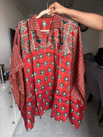 Load image into Gallery viewer, Modal silk vanaspathi handblocked kaftan shirts free size