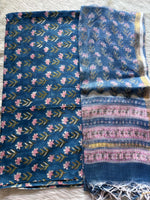 Load image into Gallery viewer, 5 m handblock cotton fabric with Kota doria dupatta