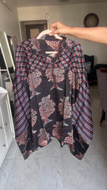 Load image into Gallery viewer, Modal silk vanaspathi handblocked kaftan shirts free size