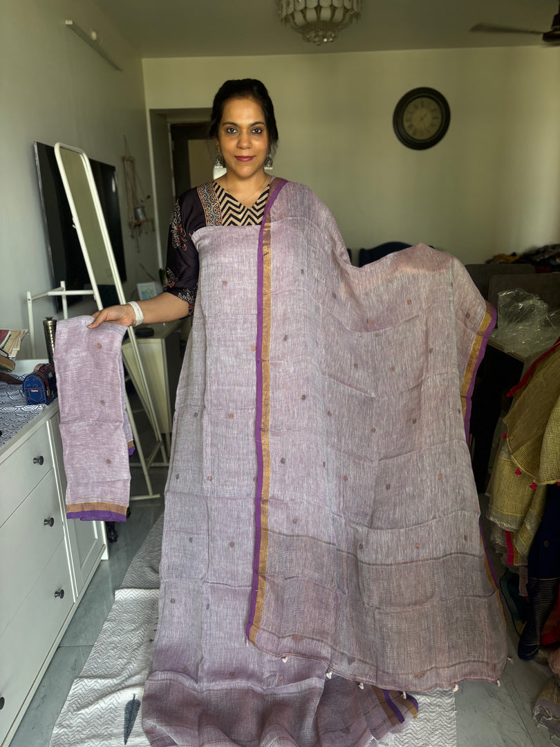 Pure linen handweaved jamdani 3 piece set