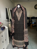 Load image into Gallery viewer, Natural dye modal silk ajrakh handworked top and dupatta with tazzels 2 piece set