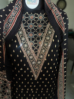 Load image into Gallery viewer, Natural dye modal silk ajrakh handworked top and dupatta with tazzels 2 piece set