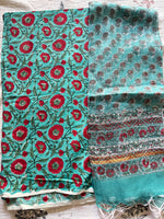 Load image into Gallery viewer, 5 m handblock cotton fabric with Kota doria dupatta