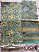 Load image into Gallery viewer, 5 m handblock cotton fabric with Kota doria dupatta