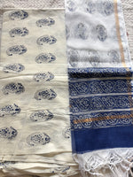 Load image into Gallery viewer, 5 m handblock cotton fabric with Kota doria dupatta