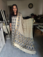 Load image into Gallery viewer, Natural Dye Ajrakh Handblock Printed Modaal silk 2  Piece suit With Very Unique Patterns MF0066