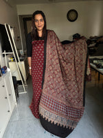 Load image into Gallery viewer, Natural Dye Ajrakh Handblock Printed Modaal silk 2  Piece suit With Very Unique Patterns MF0066