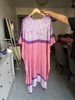 Load image into Gallery viewer, Modal silk shibori stitched kaftan free size