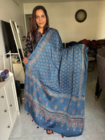 Load image into Gallery viewer, Natural dye Hand-blocked modal silk ajrakh dupatta with tazzles