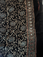 Load image into Gallery viewer, PREBOOKING open 30-35 working days to dispatch Handworked natural dye modal silk ajrakh saree with tazzels and blouse piece