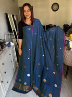 Load image into Gallery viewer, Pure cotton handwoven jamdani polka dots top and dupatta Mf0078