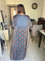 Load image into Gallery viewer, Natural dye vanaspathi handblocked modal silk long top/ frock