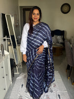 Load image into Gallery viewer, Pure Chanderi silk shibori saree with blouse piece