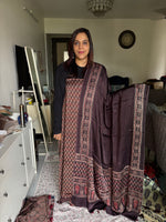 Load image into Gallery viewer, Natural dye modal silk ajrakh top with plain modal silk handworked mirror dupatta 2 piece set